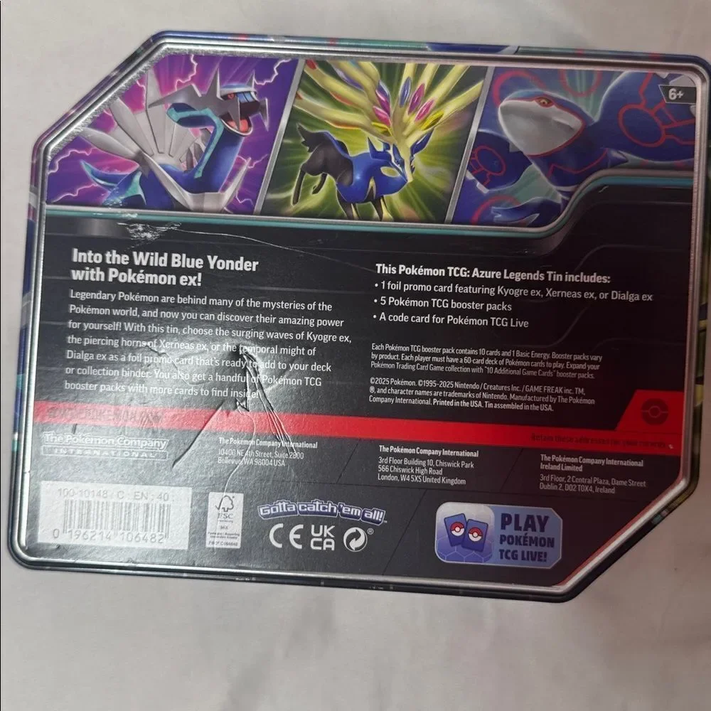 Pokémon Azure Legends Tin. Tin Only.